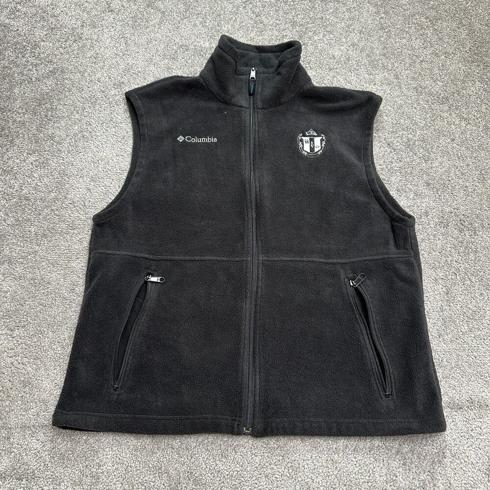 Columbia Steens Mountain Fleece Vest Mens Medium Black Full Zip Outdoor Hiking